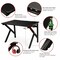 Black MDF PVC Gaming Desk with Steel Frame, Headphone Hook and Cup Holder